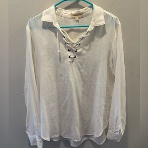 White Lace-Up Blouse